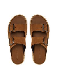 TOMMY HILFIGER - Tommy Hilfiger Espadryle Flex Jutte Hilfiger Suede Sandal FM0FM05503 Brązowy. Kolor: brązowy. Materiał: zamsz, skóra #5