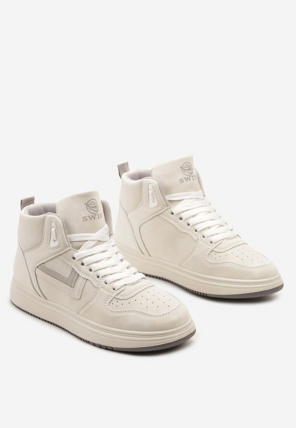 Born2be - Beżowo-Szare Sneakersy Alcothee. Kolor: beżowy. Materiał: jeans. Obcas: na obcasie. Wysokość obcasa: niski