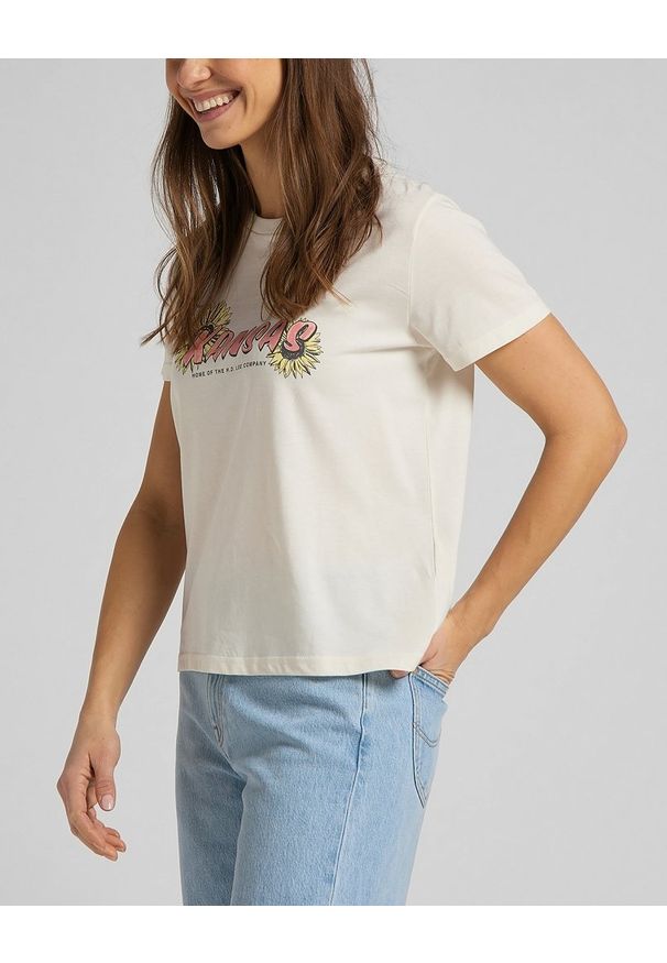 Lee - DAMSKI T-SHIRT LEE KANSAS GRAPHIC TEE SHARK TOOTH L44HEPQB 112109876
