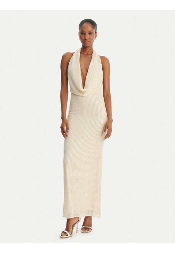 BARDOT - Bardot Sukienka wieczorowa Nola 59814DB2 Beżowy Slim Fit. Kolor: beżowy. Materiał: syntetyk. Styl: wizytowy