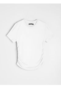 Sinsay - Jednolita bluzka z krótkim rękawem - biały. Kolor: biały. Długość rękawa: krótki rękaw. Długość: krótkie. Wzór: jednolity #1