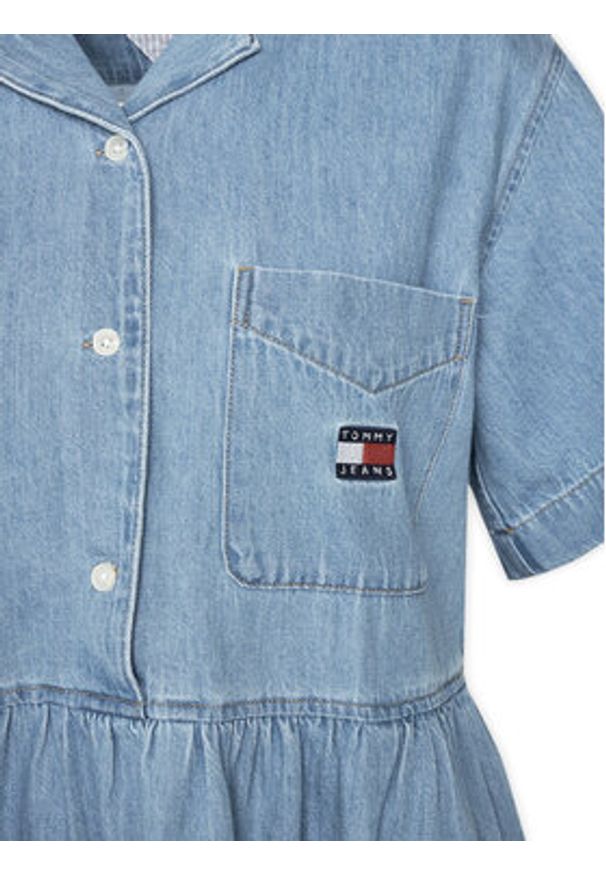 Tommy Jeans Sukienka jeansowa DW0DW20372 Niebieski Relaxed Fit. Kolor: niebieski. Materiał: bawełna