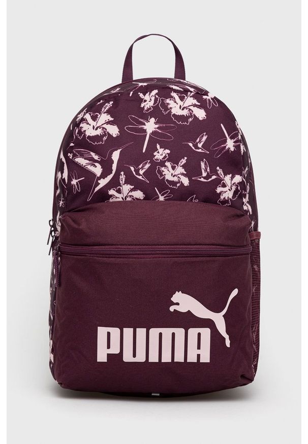 Puma plecak 78046 damski kolor bordowy duży wzorzysty. Kolor: czerwony