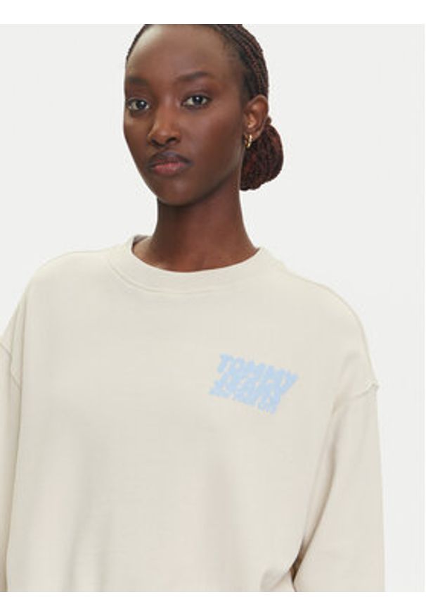 Tommy Jeans Bluza DW0DW21345 Beżowy Relaxed Fit. Kolor: beżowy. Materiał: bawełna