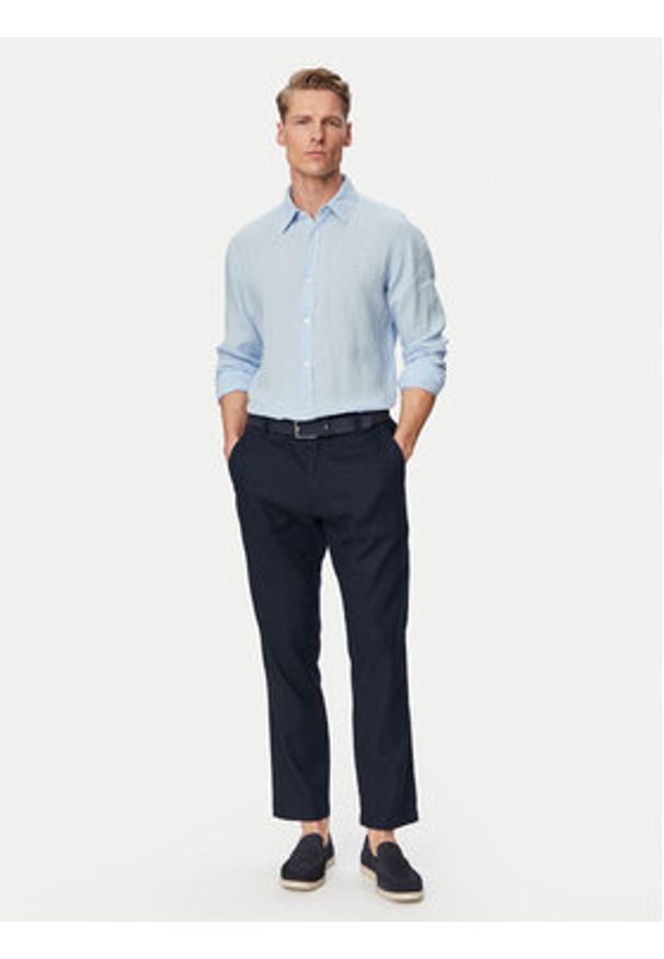 BOSS Koszula Relegant 50567579 Niebieski Regular Fit. Kolor: niebieski. Materiał: len