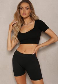 Renee - Czarne Szorty Kolarki High Waist Dezarina. Okazja: na co dzień. Stan: podwyższony. Kolor: czarny. Długość: krótkie. Sezon: lato. Styl: elegancki, casual