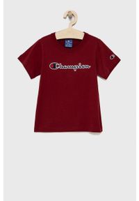 Champion T-shirt bawełniany dziecięcy 404231 kolor bordowy. Okazja: na co dzień. Kolor: czerwony. Materiał: bawełna. Wzór: haft. Styl: casual #1