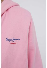 Pepe Jeans bluza bawełniana CALISTA ZIPPER damska kolor fioletowy z kapturem z nadrukiem. Okazja: na co dzień. Typ kołnierza: kaptur. Kolor: fioletowy. Materiał: bawełna. Wzór: nadruk. Styl: casual