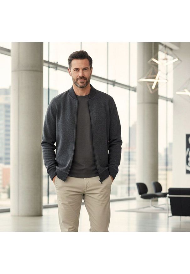 Wygodna, Rozpinana Bawełniana Bluza - Pako Jeans - Grafit. Materiał: poliester, bawełna