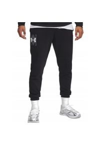 Under Armour - SPODNIE męskie UNDER ARMOUR 1390144-001 dresowe czarne joggery bawełna XL. Kolor: czarny. Materiał: dresówka, bawełna. Długość: długie