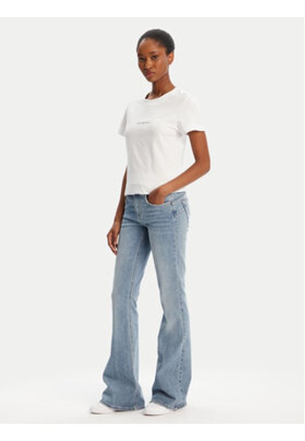 Calvin Klein Jeans T-Shirt Monologo J20J223563 Biały Slim Fit. Kolor: biały. Materiał: bawełna
