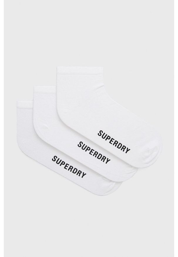 Superdry skarpetki (3-pack) męskie kolor biały. Kolor: biały. Materiał: bawełna