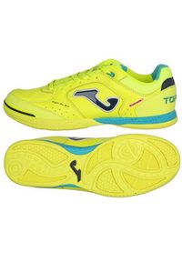 Buty piłkarskie męskie Joma Top Flex 2309 IN. Zapięcie: sznurówki. Kolor: żółty, wielokolorowy. Materiał: materiał, skóra, syntetyk. Szerokość cholewki: normalna. Sport: piłka nożna