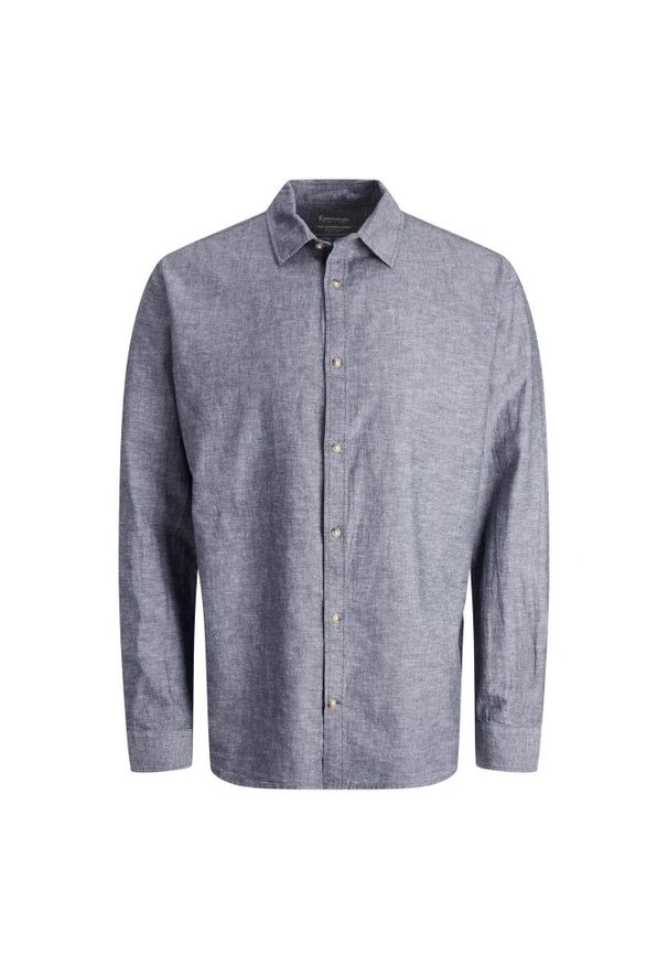 Koszula Jack & Jones letnia mieszanka lnu sprany denim. Kolor: wielokolorowy. Materiał: denim, len. Sezon: lato