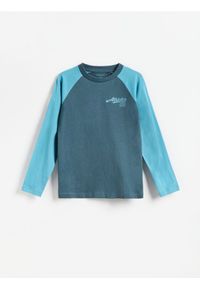 Reserved - Bawełniany longsleeve - granatowy. Kolor: niebieski. Materiał: bawełna. Długość rękawa: długi rękaw