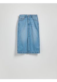 Reserved - Jeansowa spódnica midi - niebieski. Kolor: niebieski. Materiał: jeans #1