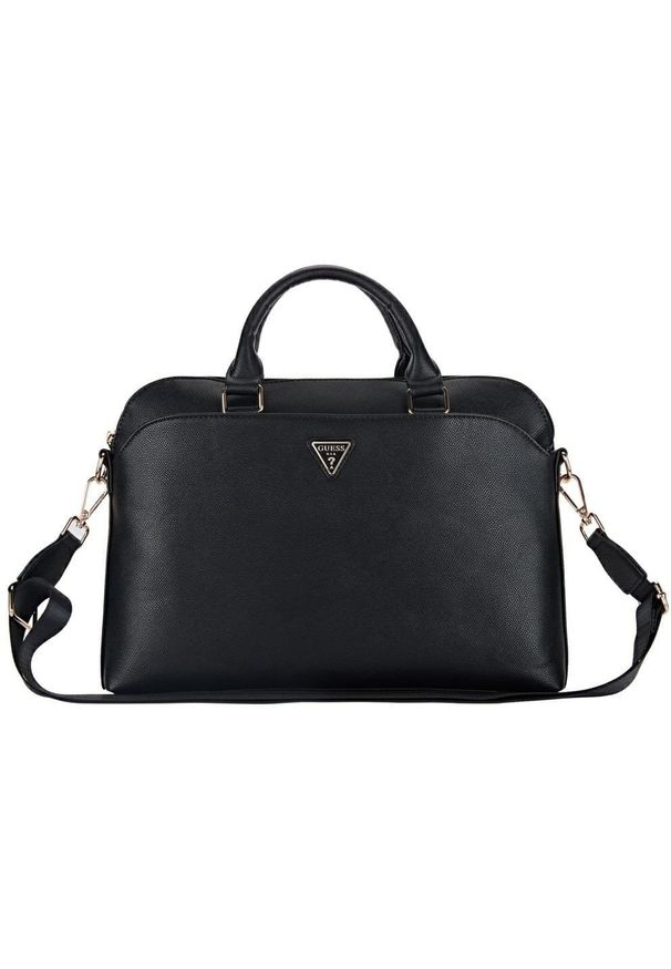 Bag Guess Grained Zipper Pocket Triangle Logo 15" black
