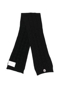 MONCLER KIDS - Czarny szalik. Kolor: czarny. Materiał: wełna, prążkowany. Sezon: zima #1