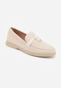 Born2be - Beżowe Eleganckie Mokasyny VICES z Imitacji Zamszu ze Skórzaną Wkładką Jaenith. Okazja: na co dzień, na spotkanie biznesowe. Kolor: beżowy. Materiał: zamsz, skóra. Wzór: aplikacja. Styl: elegancki #9