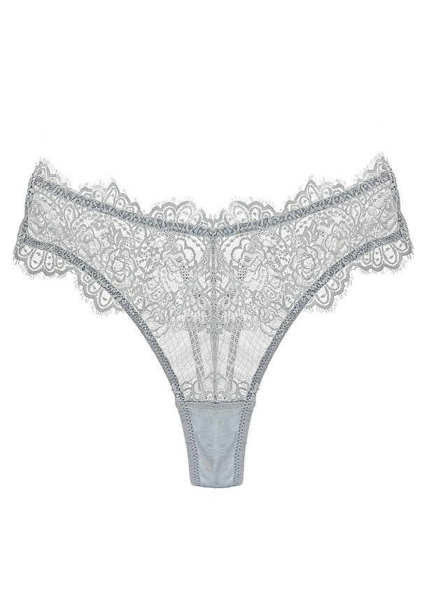 Intica - Stringi koronkowe z ozdobną gumką Lebbie. Kolor: szary. Materiał: koronka. Wzór: koronka