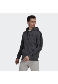 Adidas - Bluza z kapturem męskie adidas Essentials Fleece 3 Stripes. Typ kołnierza: kaptur. Kolor: szary. Materiał: bawełna, materiał. Sport: fitness #1