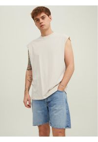 Jack & Jones - Jack&Jones Tank top Brink 12210055 Beżowy Loose Fit. Kolor: beżowy. Materiał: bawełna