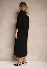 Renee - Czarna Sukienka Koszulowa z Wiskozą Lnem i Regulacją przy Rękawach Florvezia. Okazja: na co dzień. Typ kołnierza: kołnierzyk klasyczny. Kolor: czarny. Materiał: len, wiskoza. Sezon: lato, wiosna. Typ sukienki: koszulowe. Styl: klasyczny, elegancki, casual #3