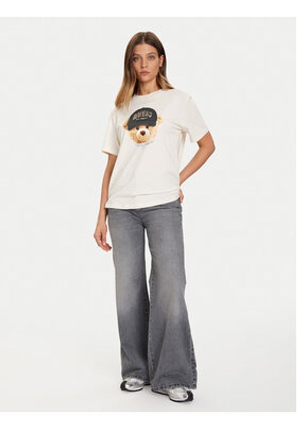 Guess T-Shirt V5BI09 I3Z14 Écru Relaxed Fit. Materiał: bawełna