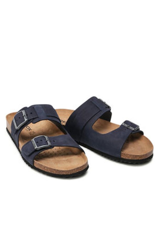 Geox Klapki U Sandal Ghita B U159VB 00032 C4002 Granatowy. Kolor: niebieski. Materiał: nubuk, skóra