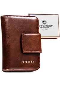 Portfel damski Peterson PTN 009-HF brązowy. Kolor: brązowy. Materiał: skóra ekologiczna. Wzór: aplikacja