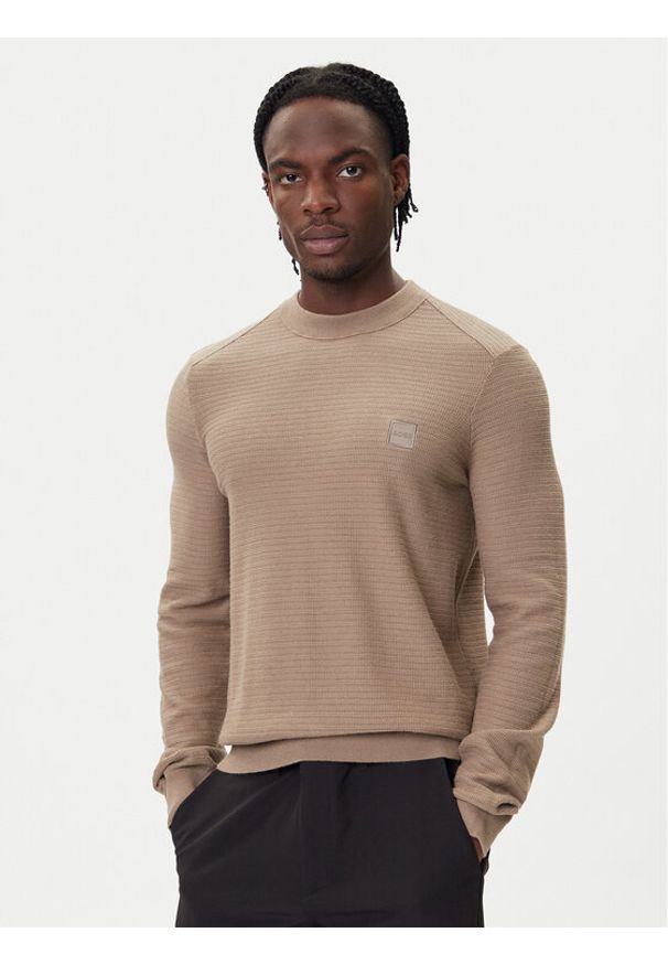 BOSS Sweter Anion_S 50527584 Beżowy Regular Fit. Kolor: beżowy. Materiał: bawełna