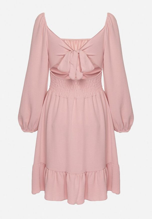 Born2be - Różowa Sukienka Auxede. Typ kołnierza: dekolt kwadratowy. Kolor: różowy. Materiał: tkanina. Długość rękawa: długi rękaw. Wzór: gładki