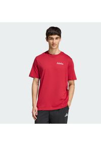 Adidas - Koszulka Z Nadrukiem Novelty Bowl. Kolor: czerwony. Materiał: bawełna. Wzór: nadruk. Sport: fitness #1
