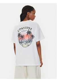 Converse T-Shirt W Beach Scenentee 10026378-A01 Biały Regular Fit. Kolor: biały. Materiał: bawełna