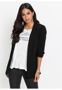 bonprix - Długi żakiet. Kolor: czarny. Długość: długie. Styl: elegancki #1