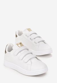 Born2be - Biało-Złote Sneakersy Zapinane na Rzepy Fuve. Zapięcie: rzepy. Kolor: biały #2