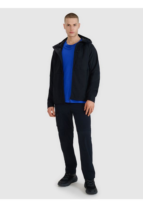 4f - 4F Kurtka softshell wiatroodporna membrana 10000 męska - czarna XL. Typ kołnierza: kaptur. Kolor: czarny. Materiał: softshell. Technologia: Windstopper