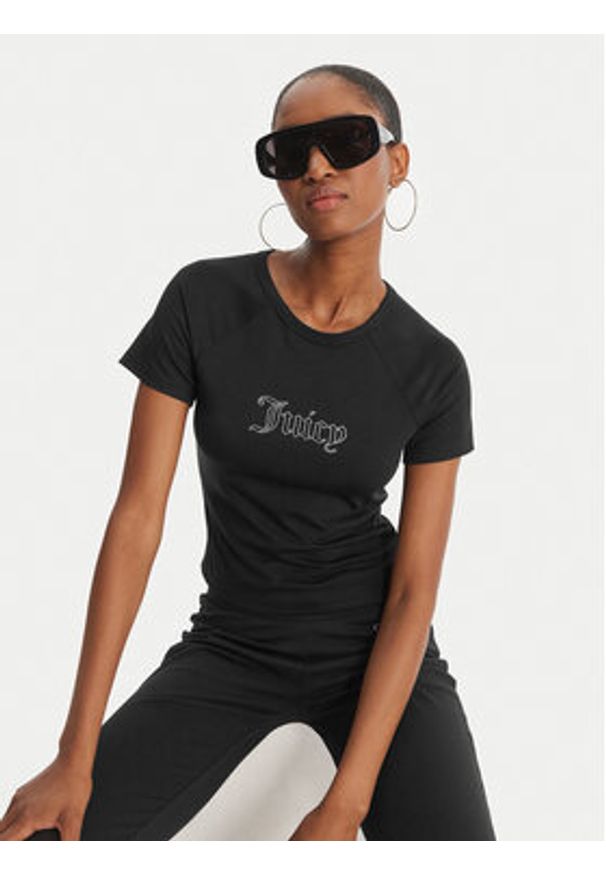 Juicy Couture T-Shirt Baby JCWCT126317 Czarny Slim Fit. Kolor: czarny
