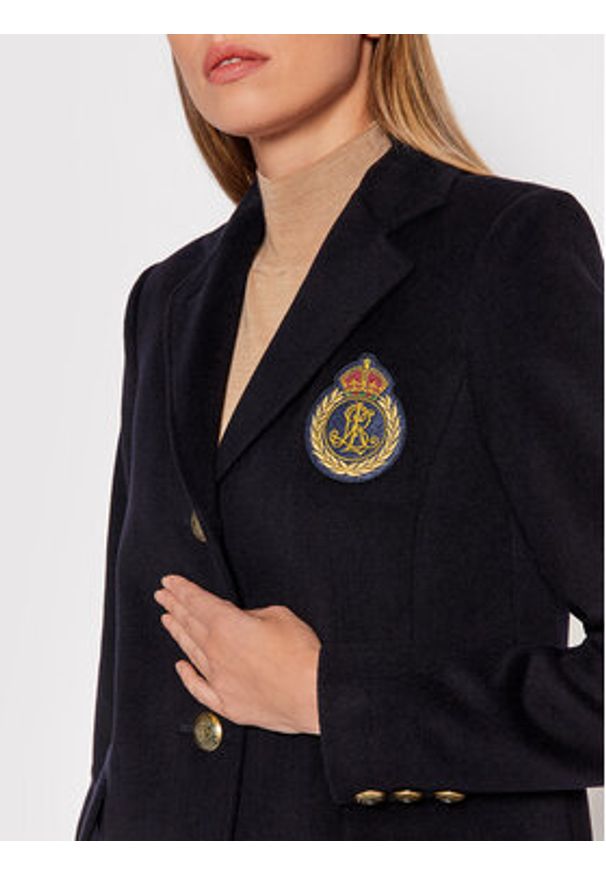 Lauren Ralph Lauren Płaszcz wełniany Sb Crest Patrch Wl Ct 297853841001 Granatowy Regular Fit. Kolor: niebieski. Materiał: syntetyk