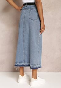 Renee - Granatowa Ołówkowa Spódnica Jeansowa z Paskiem w Komplecie Olvane. Kolor: niebieski. Materiał: jeans #3