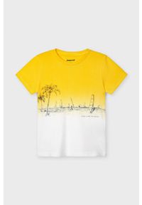 Mayoral - T-shirt dziecięcy. Okazja: na co dzień. Kolor: żółty. Materiał: bawełna, dzianina. Wzór: nadruk. Styl: casual #4