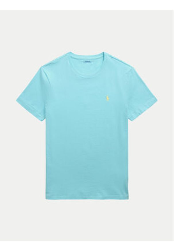Polo Ralph Lauren T-Shirt 710671438407 Błękitny Slim Fit. Typ kołnierza: polo. Kolor: niebieski. Materiał: bawełna