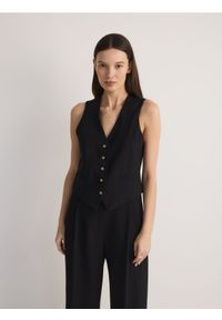 Reserved - Kamizelka z dodatkiem wiskozy - czarny. Kolor: czarny. Materiał: wiskoza #1