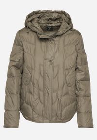 Born2be - Jasnozielona Przejściowa Kurtka z Oryginalnym Pikowaniem i Kapturem Aruvitte. Okazja: na spacer, na co dzień. Kolor: zielony. Materiał: poliester, jeans. Styl: casual