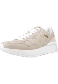 Guess - Kapcie GUESS FLPVI3 ELE12 Beżowy. Kolor: beżowy. Materiał: tkanina, skóra. Styl: sportowy