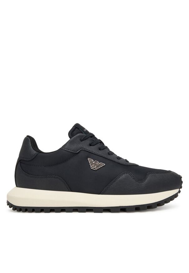 Emporio Armani Sneakersy EM003738 AF19532 MB007 Granatowy. Kolor: niebieski. Materiał: zamsz, skóra