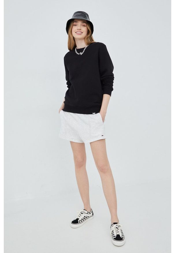 Superdry bluza damska kolor czarny gładka. Kolor: czarny. Długość rękawa: długi rękaw. Długość: długie. Wzór: gładki