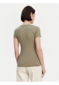 Guess T-Shirt W5GI08 J1314 Khaki Slim Fit. Kolor: brązowy. Materiał: bawełna