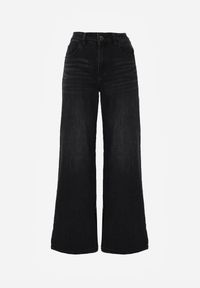 Renee - Czarne Szerokie Jeansy Palazzo z Bawełną High Waist Zinnasira. Okazja: na co dzień, na spacer. Stan: podwyższony. Kolor: czarny. Styl: klasyczny, casual #4