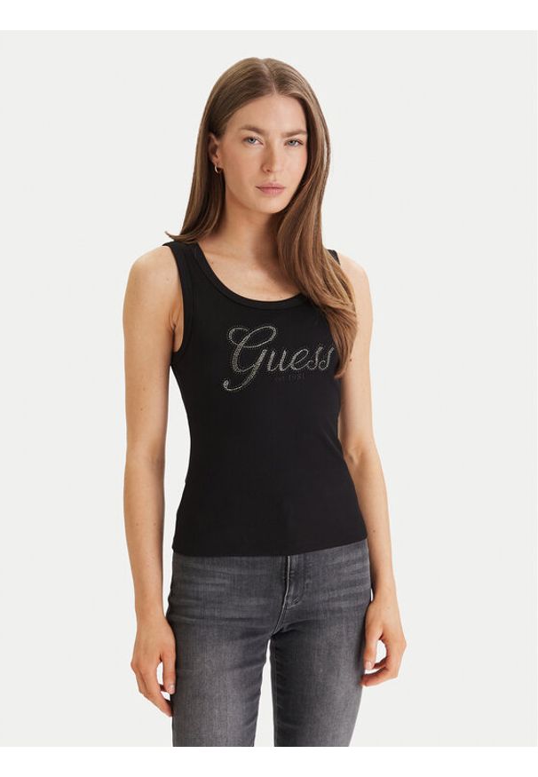 Guess Top W6GP22 K2954 Czarny Regular Fit. Kolor: czarny. Materiał: syntetyk